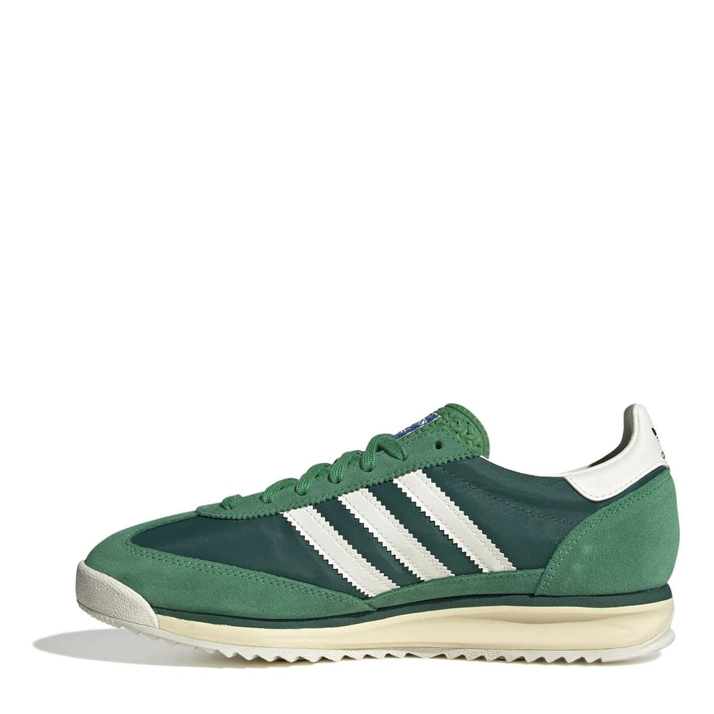 adidas SL 72 RS sneakers in green suede with white triple stripes and lace-up