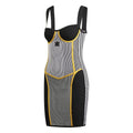 adidas Originals knit mini corsetry dress, sweetheart neckline, black knit with white panels