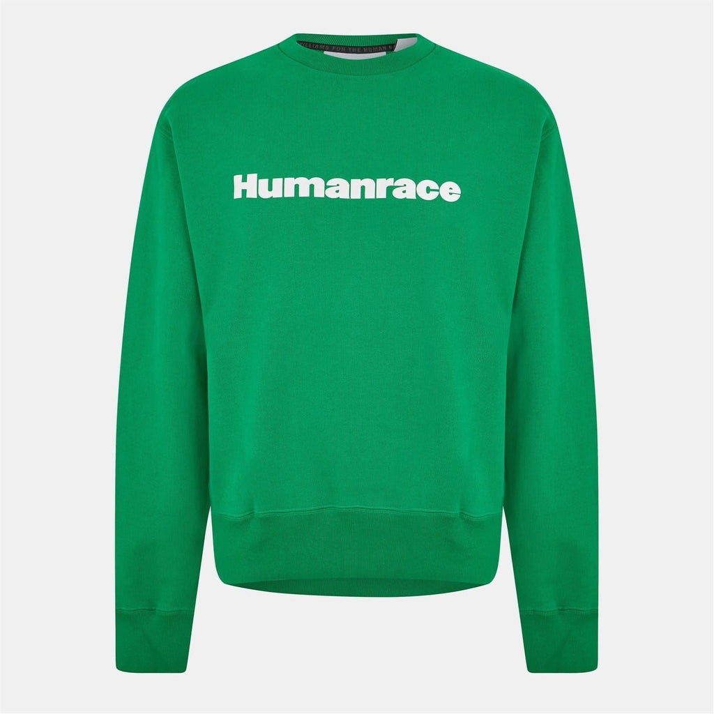 adidas Originals Basics crew neck sweatshirt, green, long sleeves, Humanrace logo