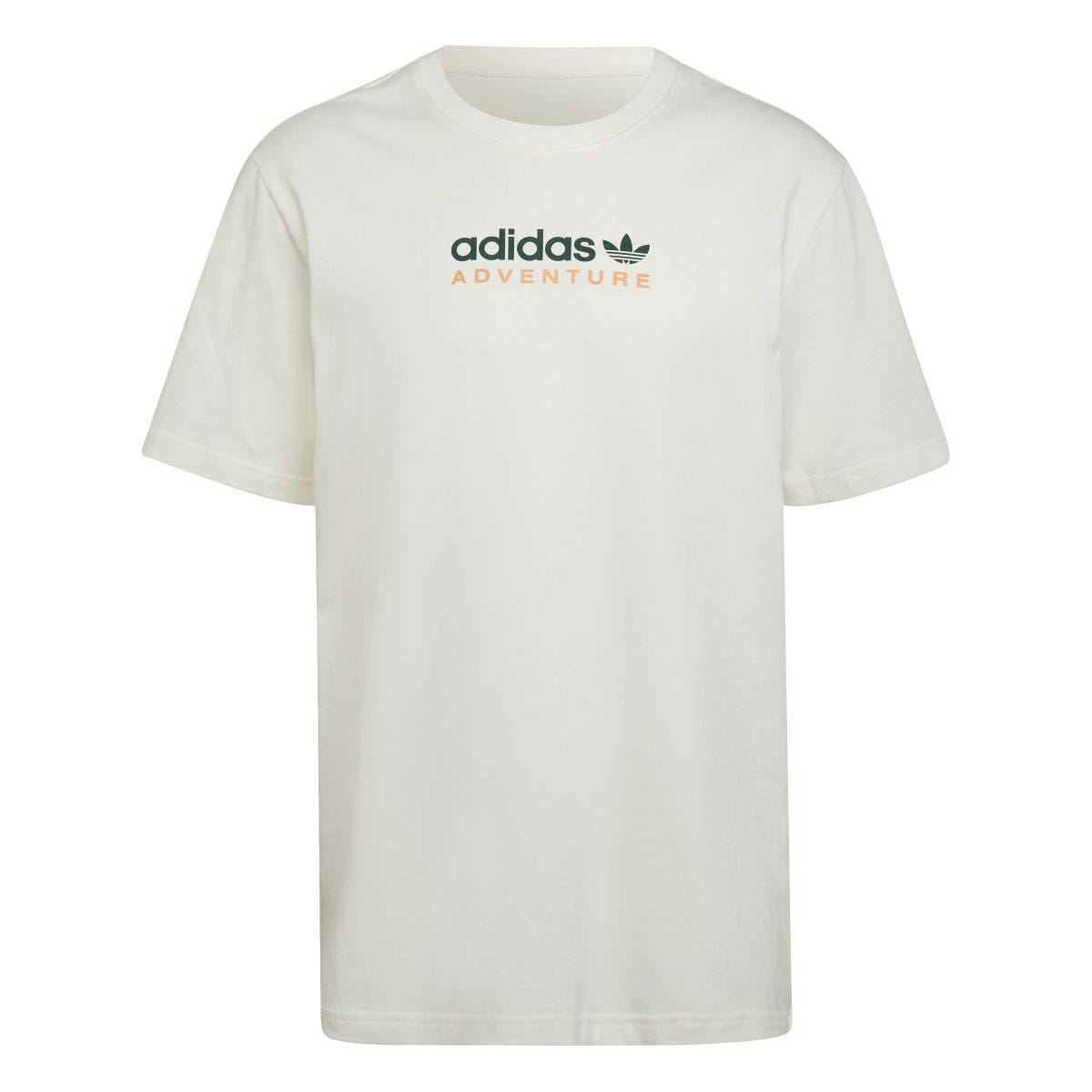 Off-white crew-neck adidas Adventure T-shirt with front logo print