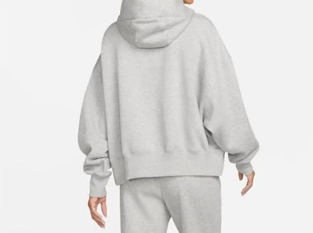 Phoenix Fleece Pullover Hoodie In Dark Heather Grey/white