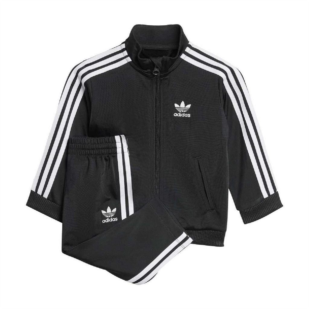 Adidas Originals infants Firebird Adicolor tracksuit in vibrant colors, designed for babies and toddlers aged 0-24 months.