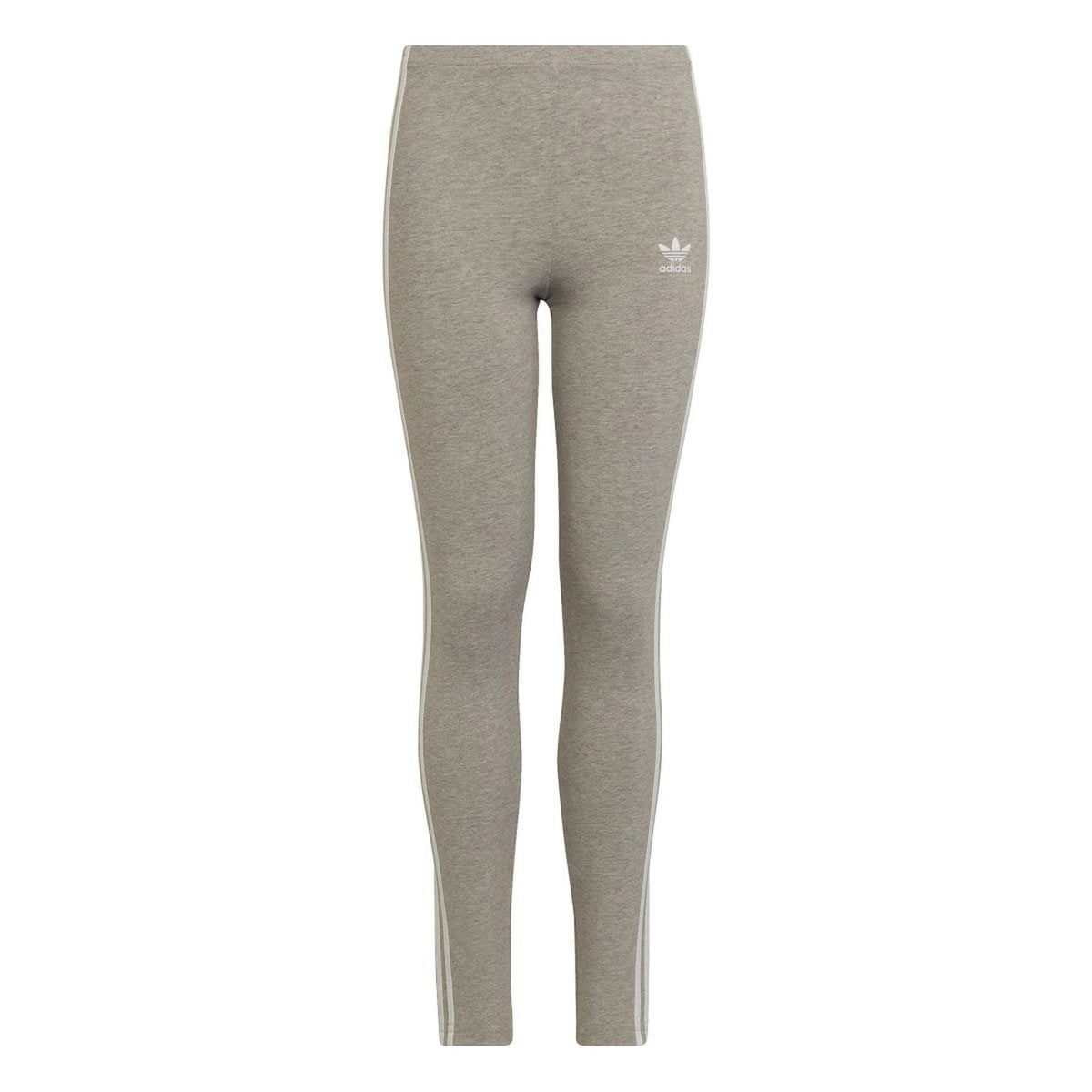 adidas Originals grey leggings with small trefoil logo at thigh