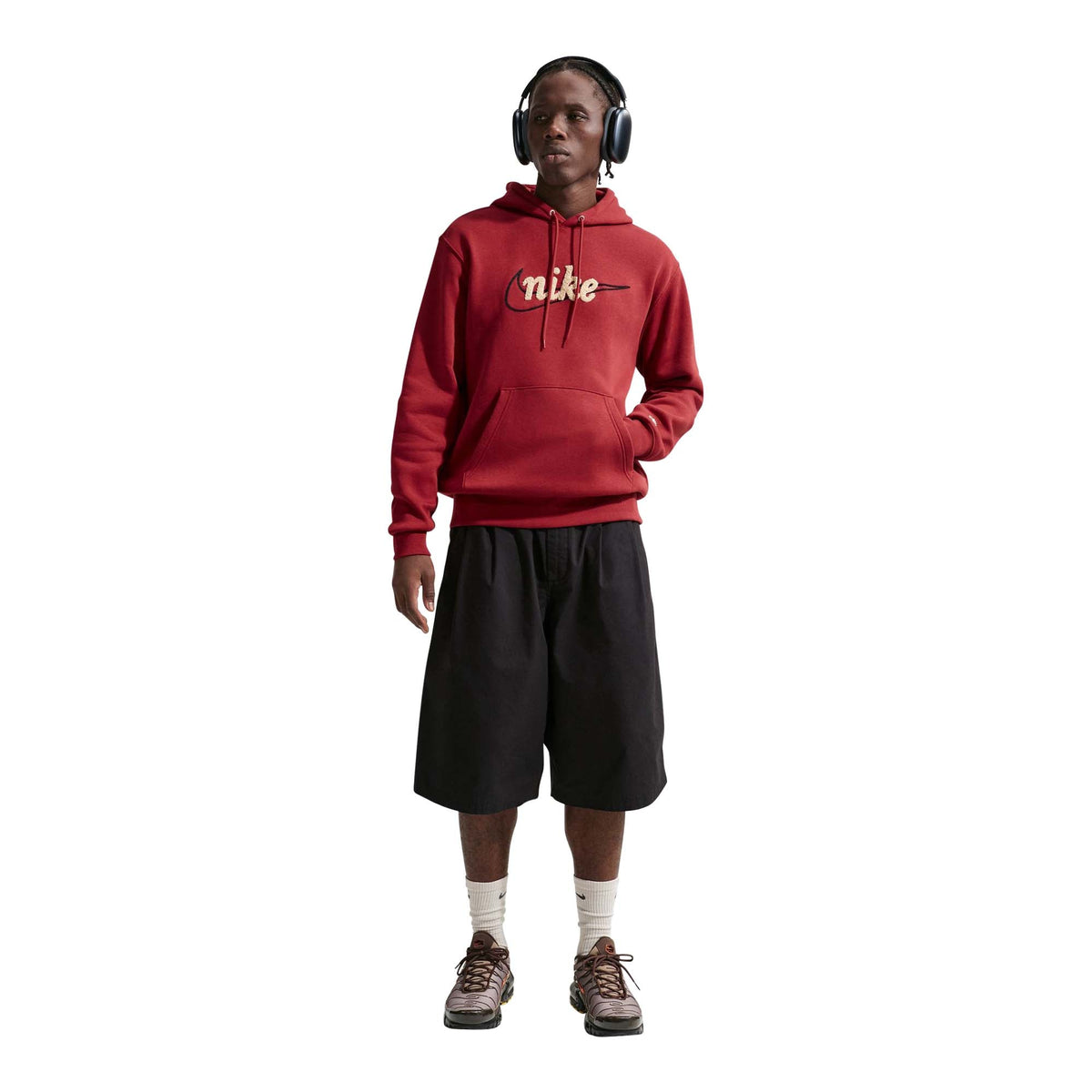 Mens Nike Sportswear Club Fleece Hoodie Team Crimson/Team Crimson/Lt Khaki