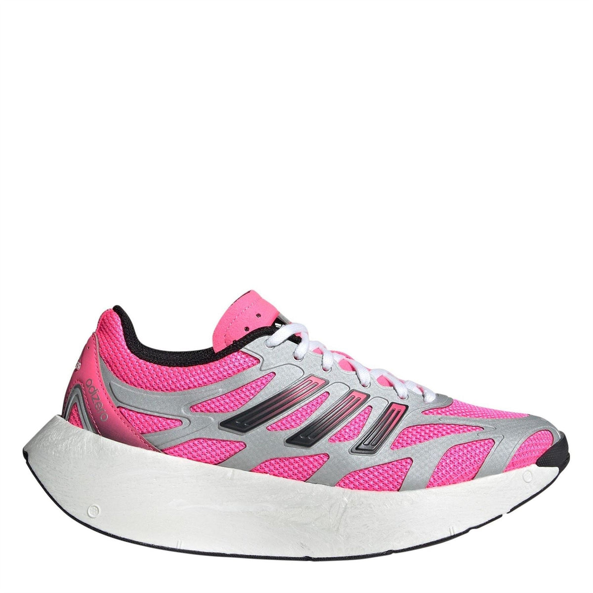 adidas Adizero Aruku running shoe in lucid pink, gray, white with black accents