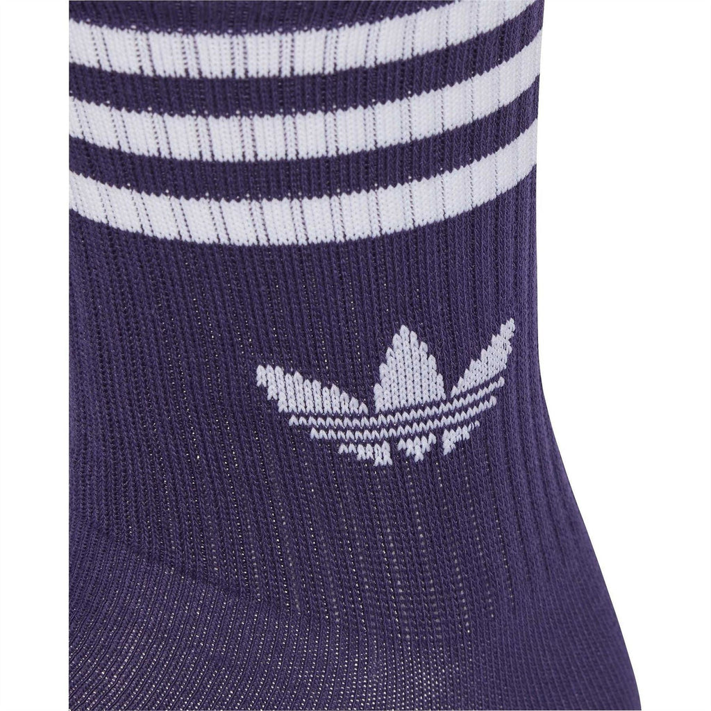 adidas Originals 3 Pack long crew socks with iconic three stripes, white with black stripe accents, designed for comfort and style