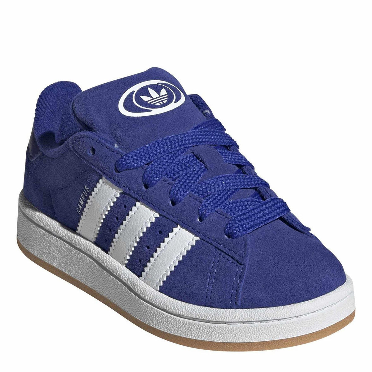 adidas low-top canvas sneakers, blue with lace-up detail and white three stripes