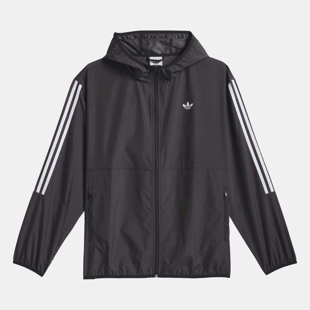 Black adidas Originals skateboarding windbreaker jacket with full zip and hood
