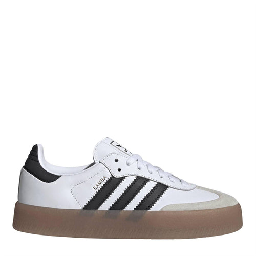 adidas Originals Samba leather-look sneakers, white upper with black stripes and gum sole