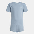 Light blue adidas kids T-shirt and shorts set, crew neck short sleeves with logo.