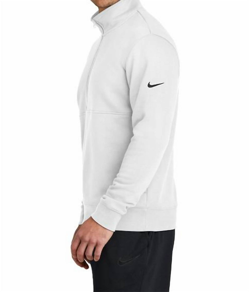 Club Fleece Sleeve Swoosh 1/2 Zip Pullover In White