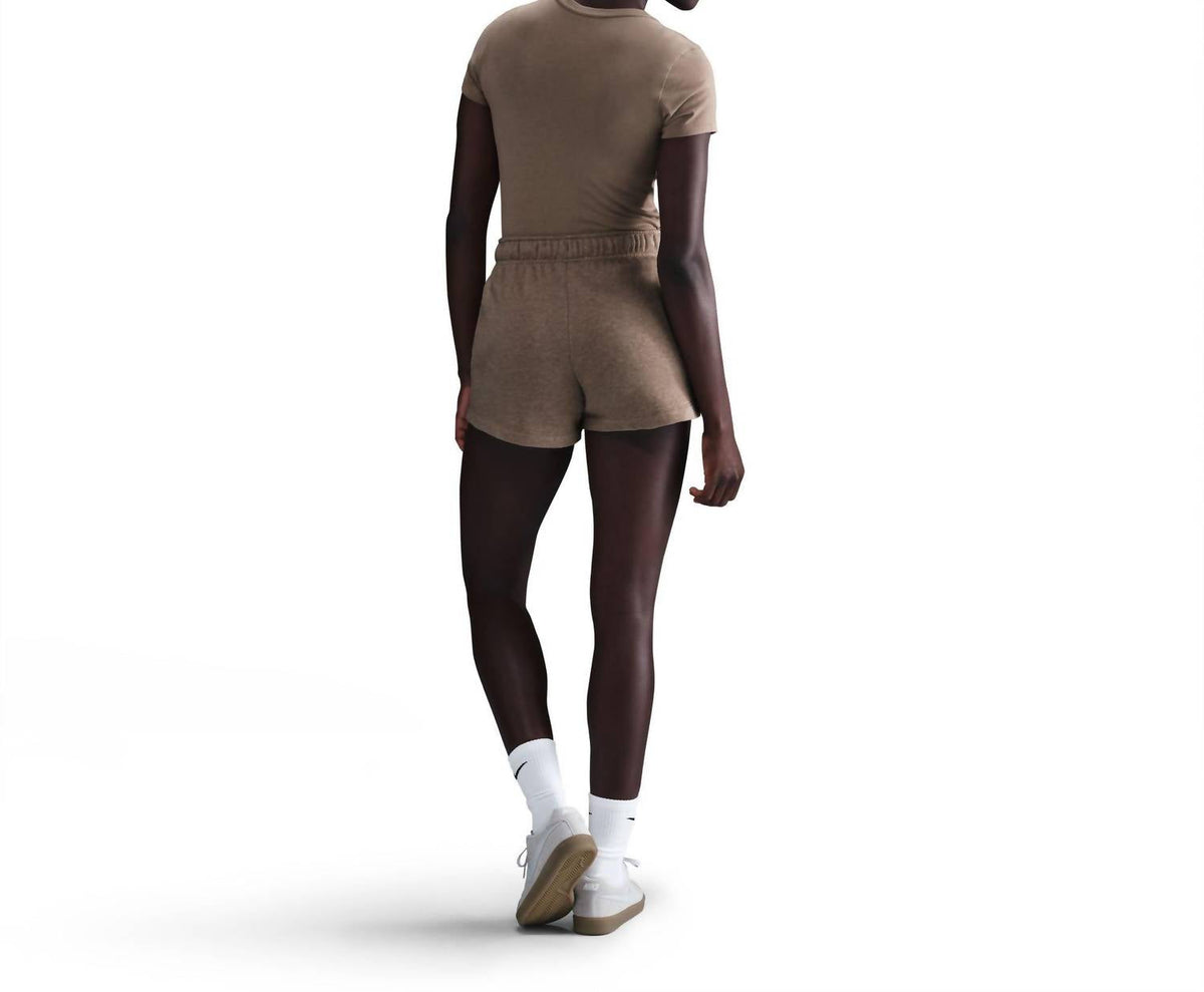Women's Sportswear Club Fleece Mid-Rise Shorts In Mink Brown/heather/white