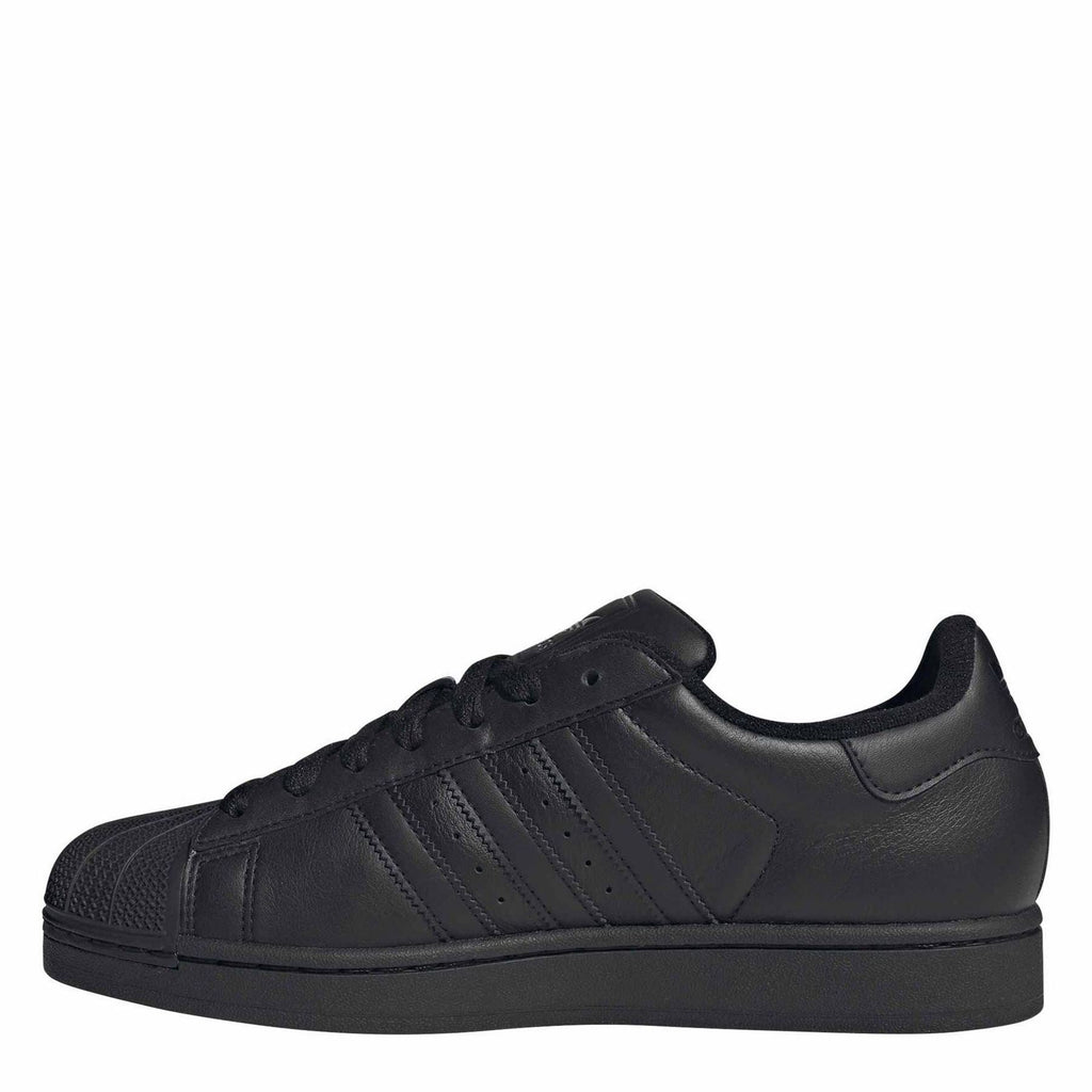 Black low-top adidas Originals Superstar II sneakers with lace-up closure and rubber sole