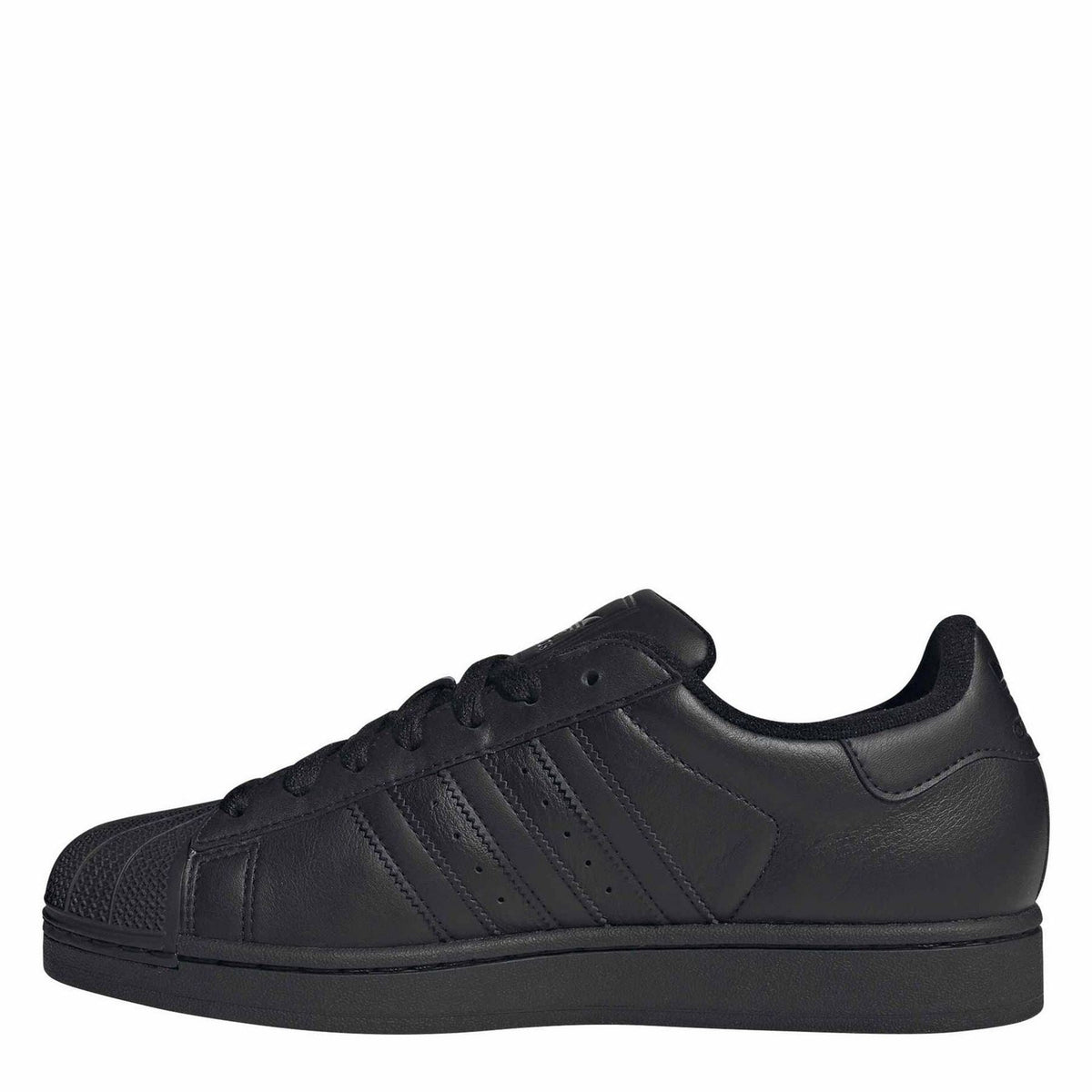 Black low-top adidas Originals Superstar II sneakers with lace-up closure and rubber sole