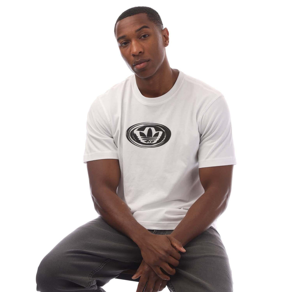 White adidas Originals Campus T-shirt with chest logo, crew neck and short sleeves