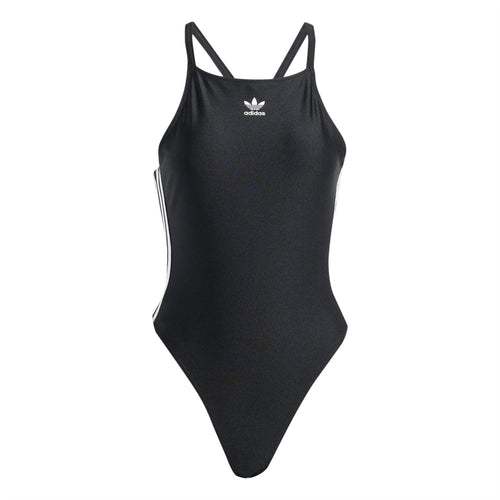 Black adidas Originals 3 Stripes bodysuit with scoop neck and thin straps