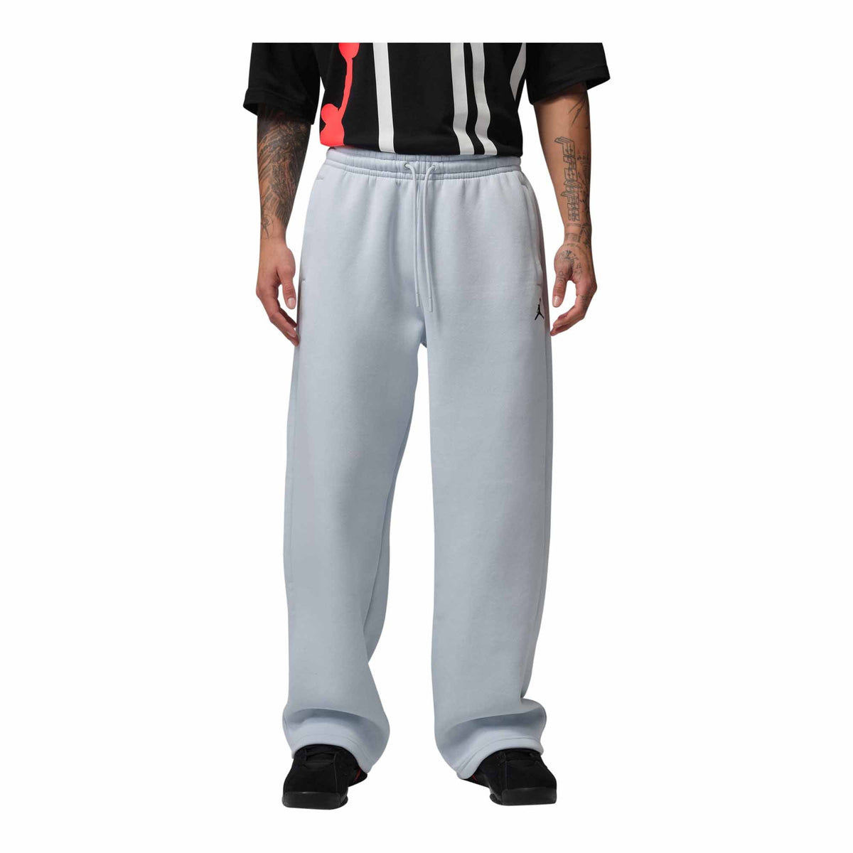 Mens Jordan Brooklyn Fleece Oversized Open Hem Pants Aura/Black