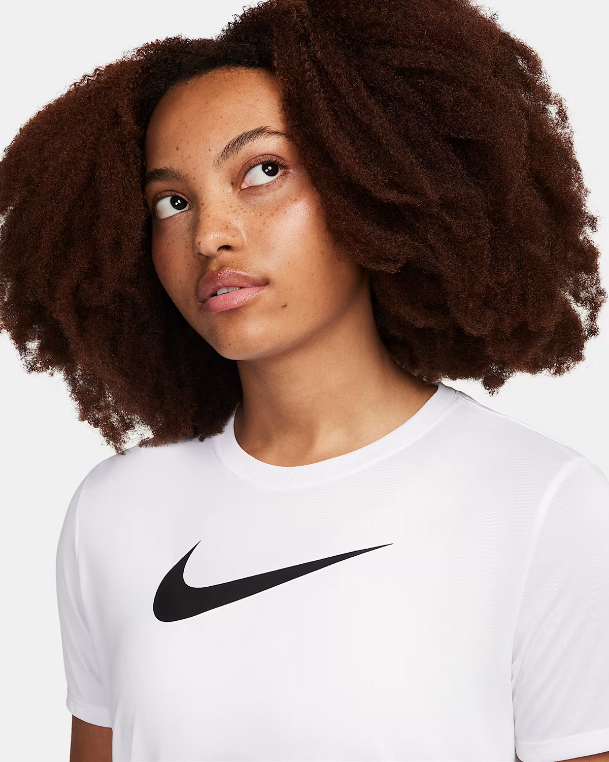 Women's Nike T-Shirt White Graphic Print Dri-FIT Crew Neck Short Sleeve NWO24