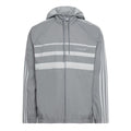 Grey adidas Originals windbreaker jacket with hood, full zip, reflective stripes
