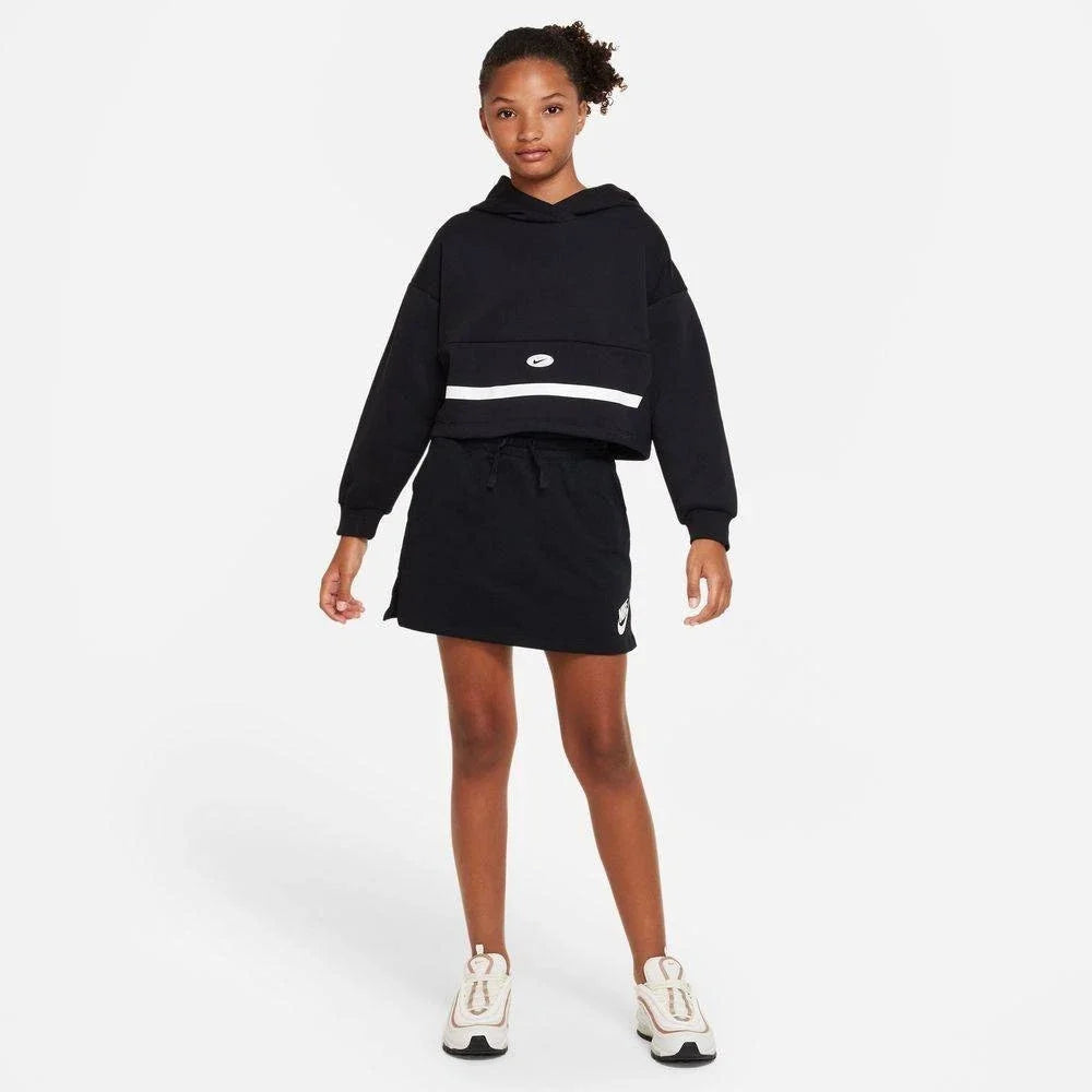 Nike NSW Icon Novelty DV3219-010 Hoodie Girls Black Fleece Oversized RED436