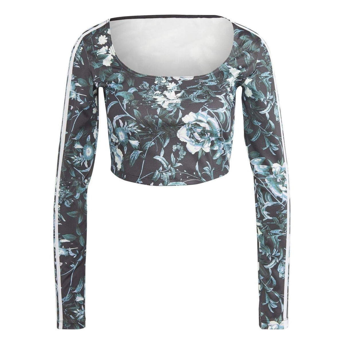 adidas Originals Flwr scoop neck cropped slim fit gym blouse, lightweight fitness top with athletic style and breathable fabric