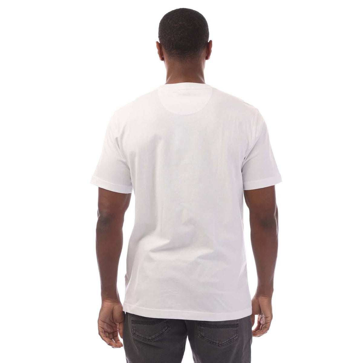 White adidas Originals Campus T-shirt, back view, crew neck, short sleeves