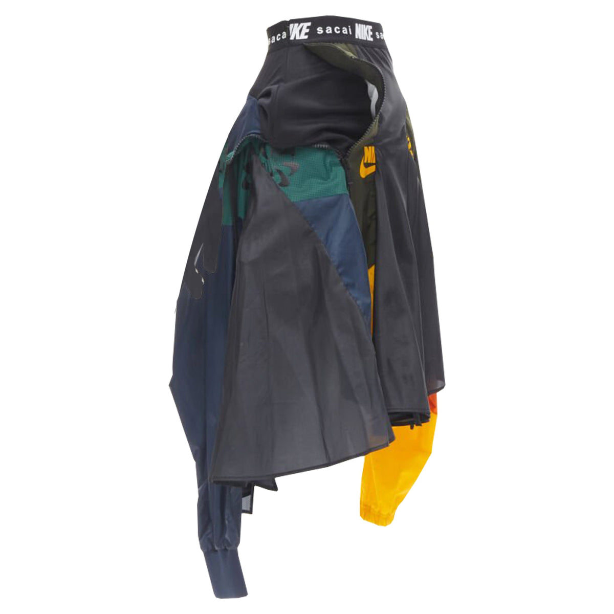 Sacai Nike windbreaker patchwork draped skirt