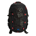 adidas Originals backpack in dark carbon with red accents and blue trefoil front logo