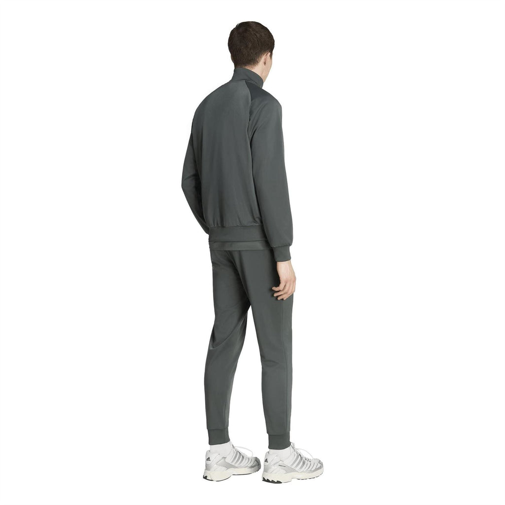 Back view track jacket and jogger pants set with full zip, dark green
