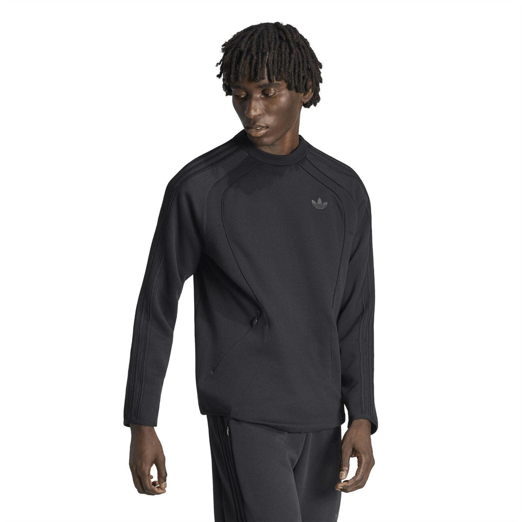 Black adidas Originals crew-neck sweater with trefoil logo, long sleeves