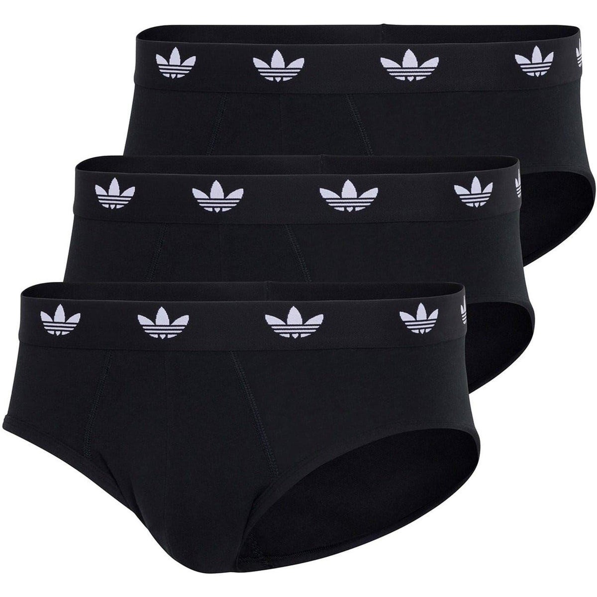 adidas Originals cotton 3-pack briefs in black with logo waistband