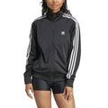 Black adidas Originals track jacket with stand collar and white triple stripe sleeves