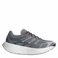 adidas Originals Adizero Aruku shoes in grey knit with maroon laces and white sole