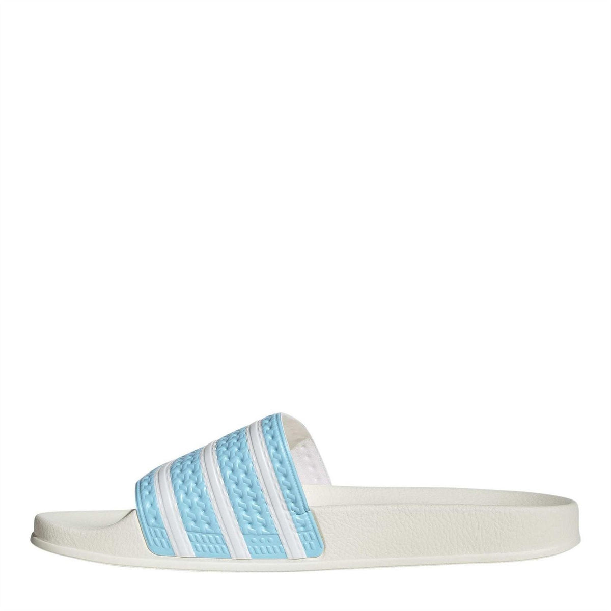 adidas Originals Adilette Slides featuring navy blue rubber straps and contoured footbed for comfortable casual footwear.