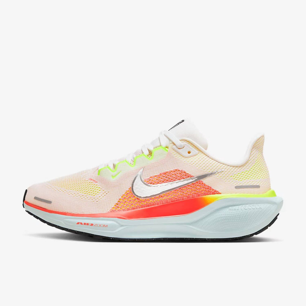 Women's Pegasus 41 Road Running Shoes In Summit White Chrome Bright Crimson