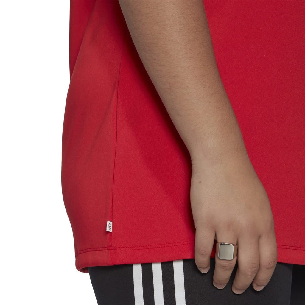 red adidas Originals slim T-shirt with side seam and white-trim sleeve cuff