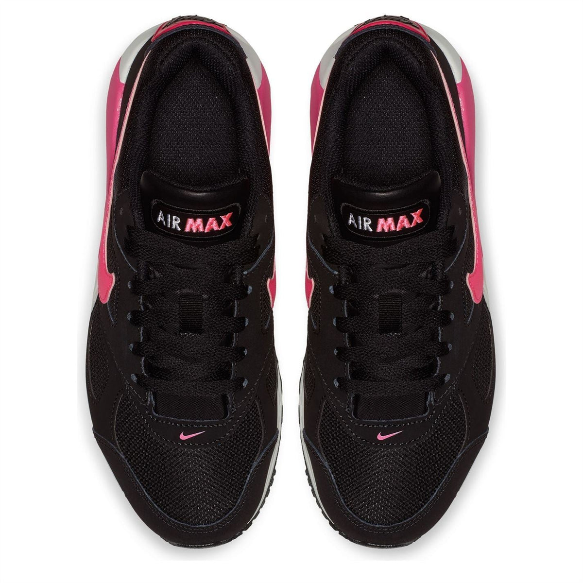 Nike girls black lace-up trainers with pink Nike detailing and Air Max label
