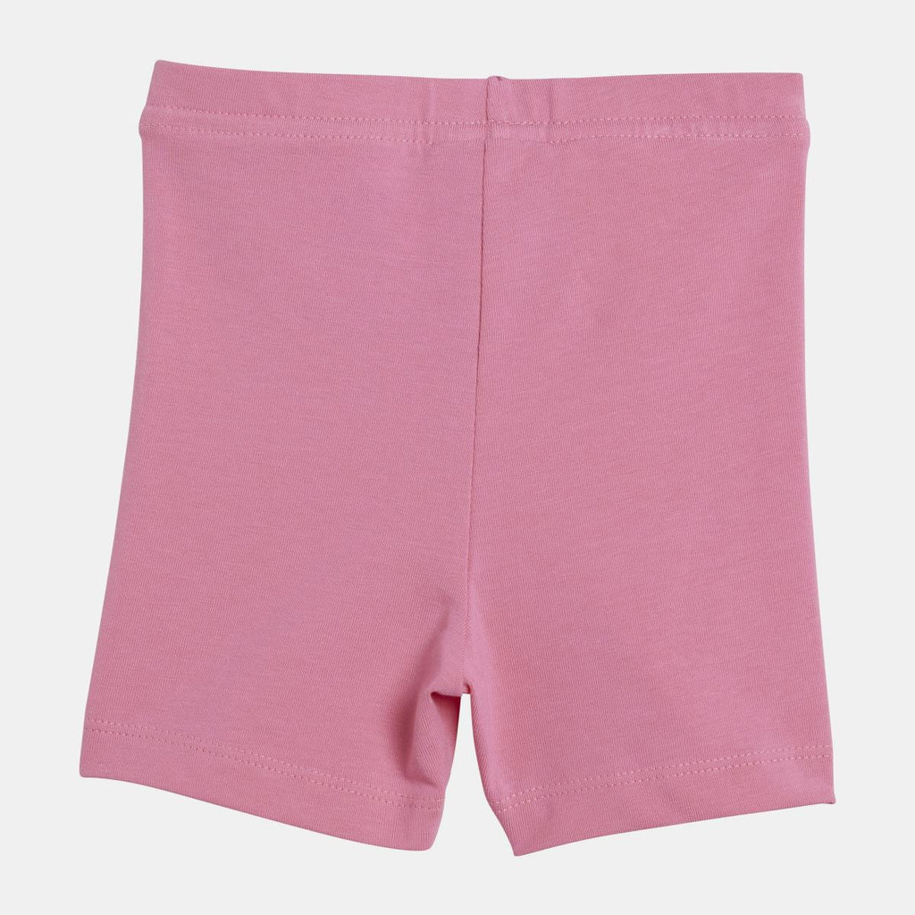 Infants pink cycling shorts with elastic waistband