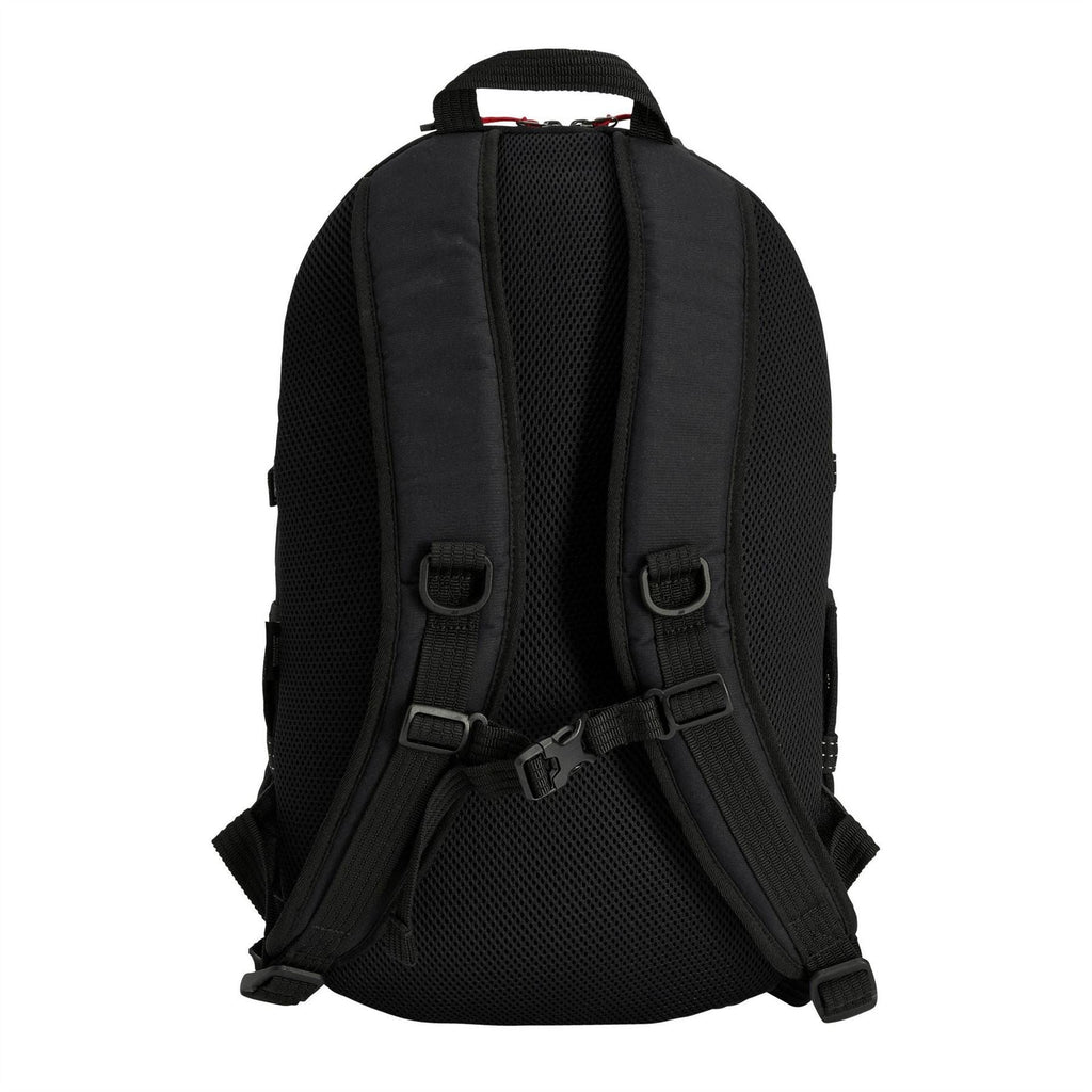 Dark carbon backpack with padded mesh back panel and adjustable shoulder straps