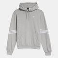 Grey adidas Originals hoodie with drawstring hood, kangaroo pocket, and chest logo.