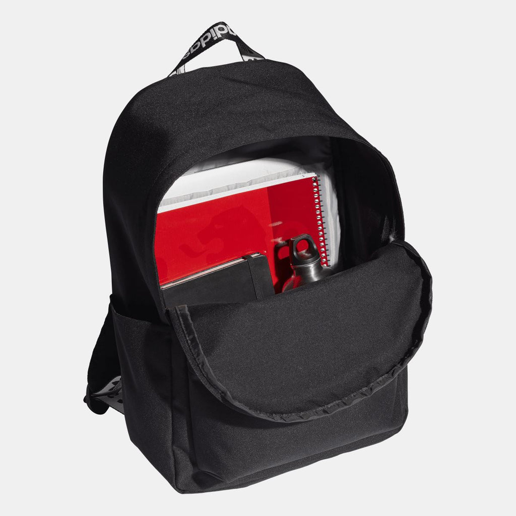 Black Adidas Originals Adicolor backpack with open main compartment and inner pocket