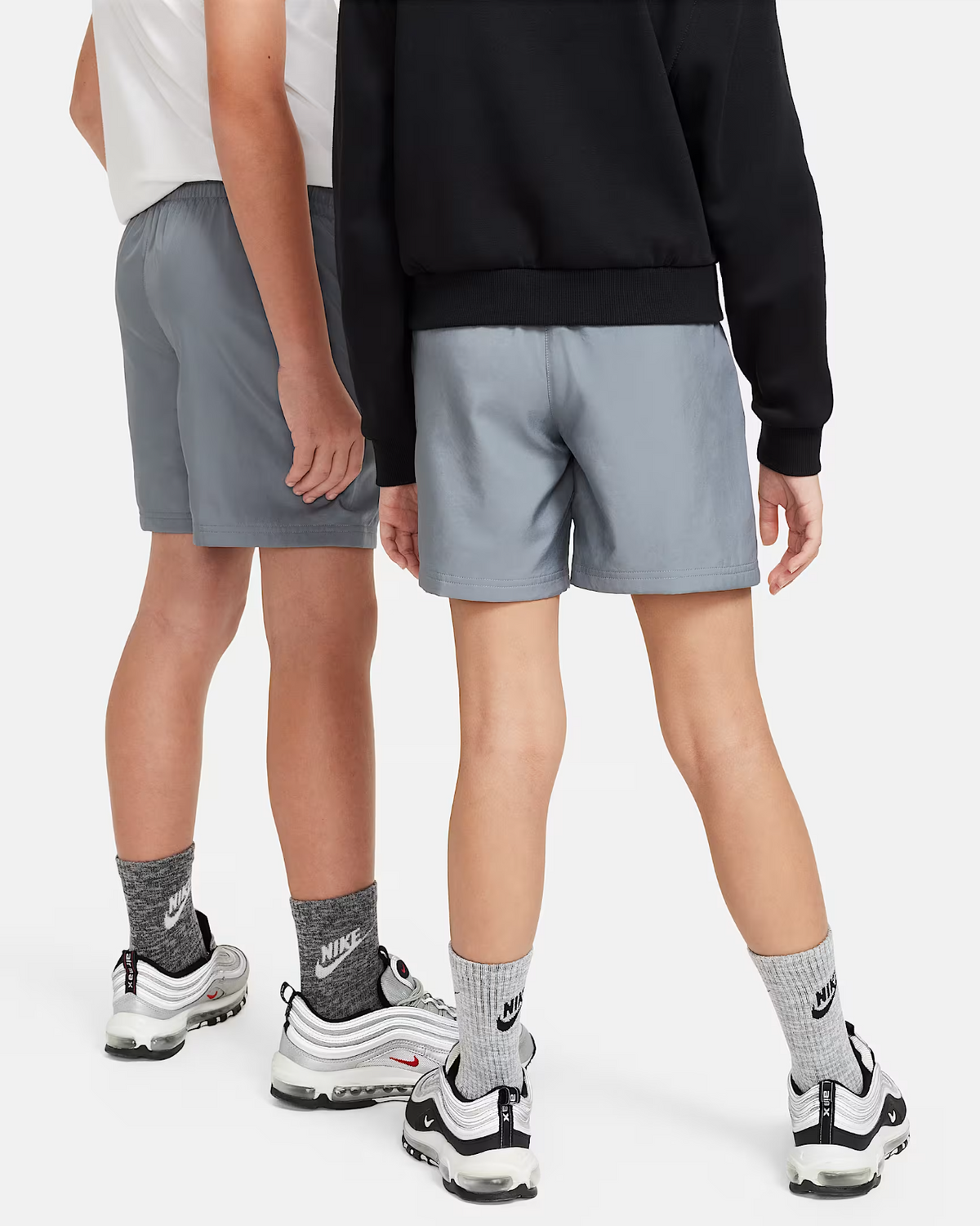 Kids Nike Sportswear Shorts Smoke Gray Woven Drawstring Waist Active NWO190
