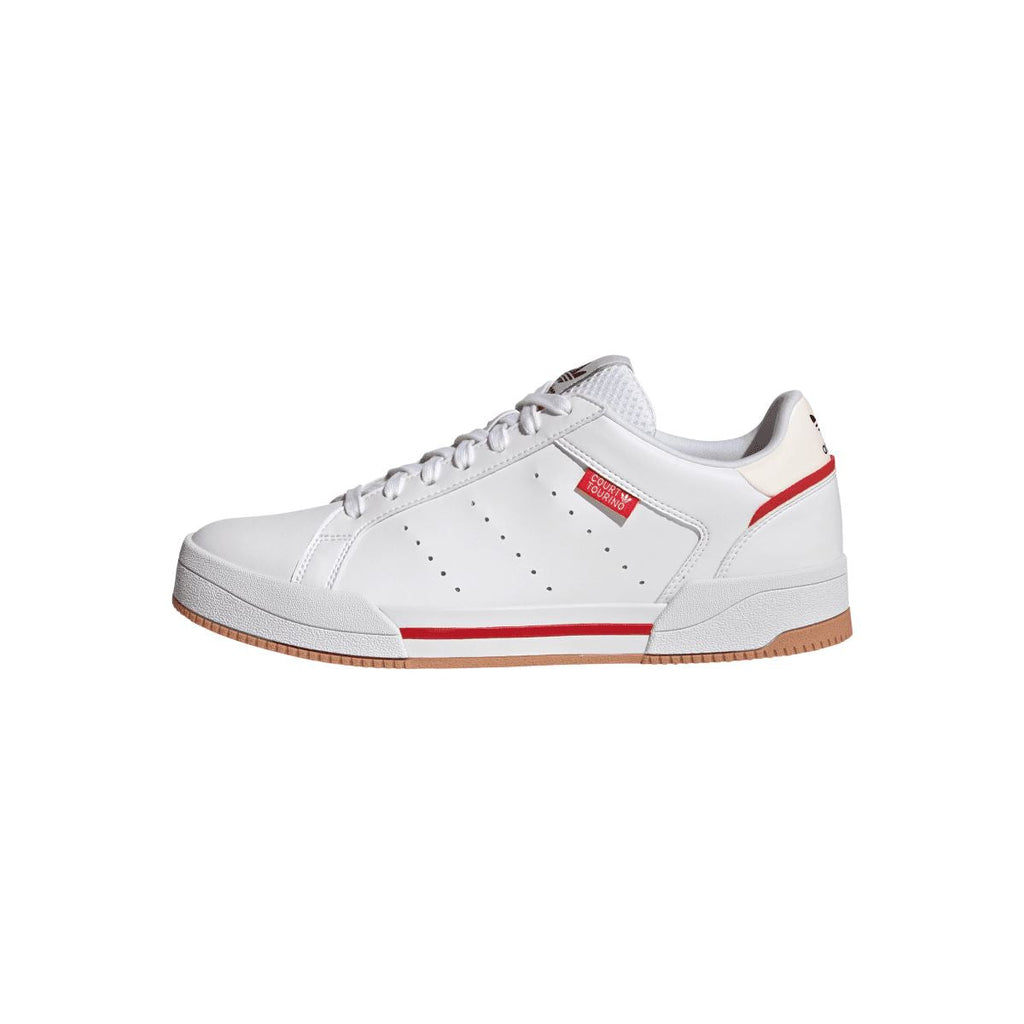 adidas Court Tourino white low-top lace-up trainers with red side stripe