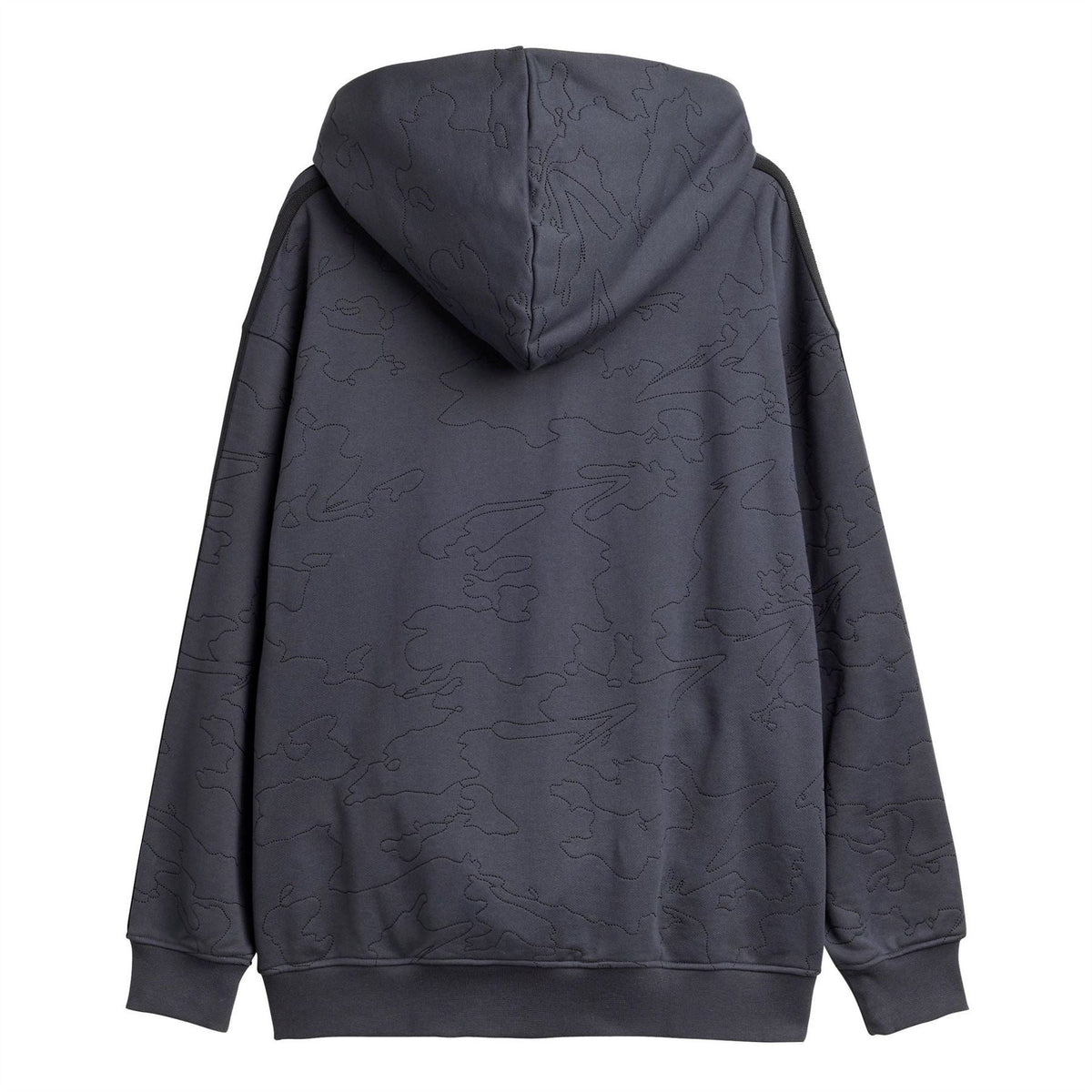 adidas Originals 100t hoodie back in dark carbon with all-over embossed graphic
