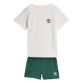 Infants ribbed t-shirt and shorts set, white tee with adidas logo, green shorts