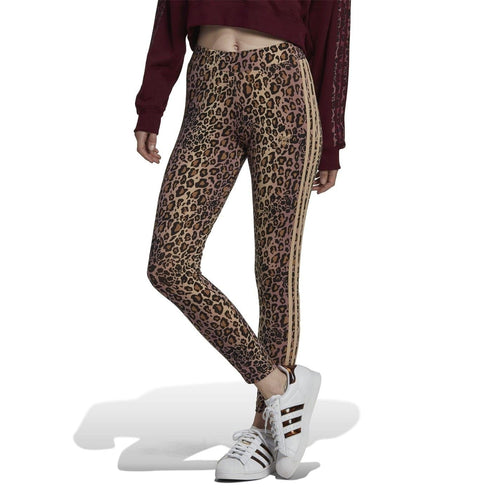 adidas Originals leopard-print 7/8 leggings with side athletic stripes and tapered fit