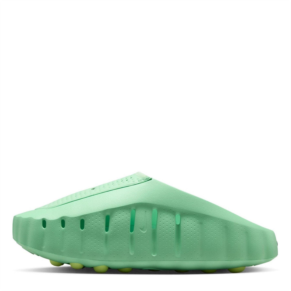 Nike Mind 001 sandals in volt green, molded slide with studded traction sole