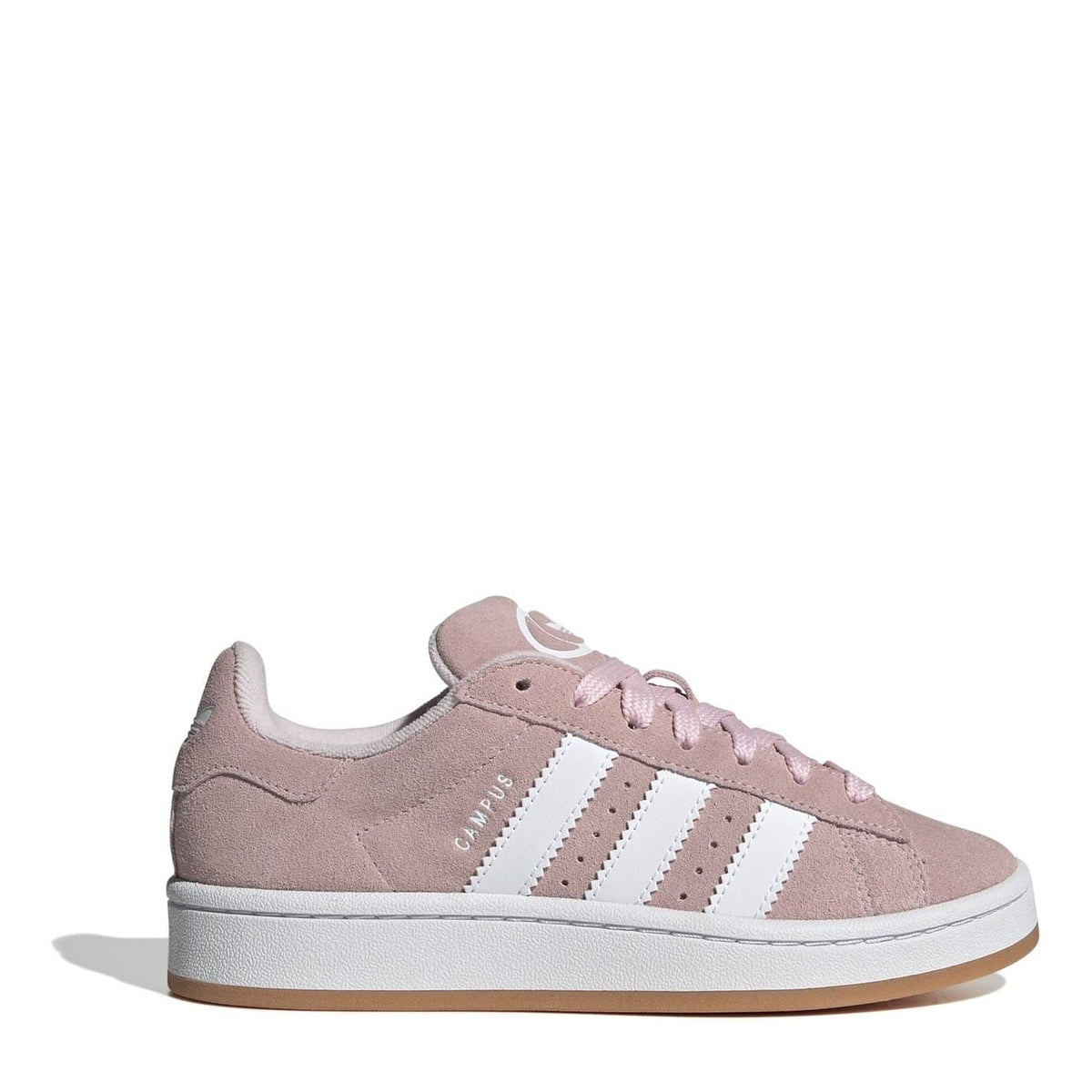 adidas Originals Campus 00s pink suede low-top sneakers, 3-strap stripes, lace-up, gum sole