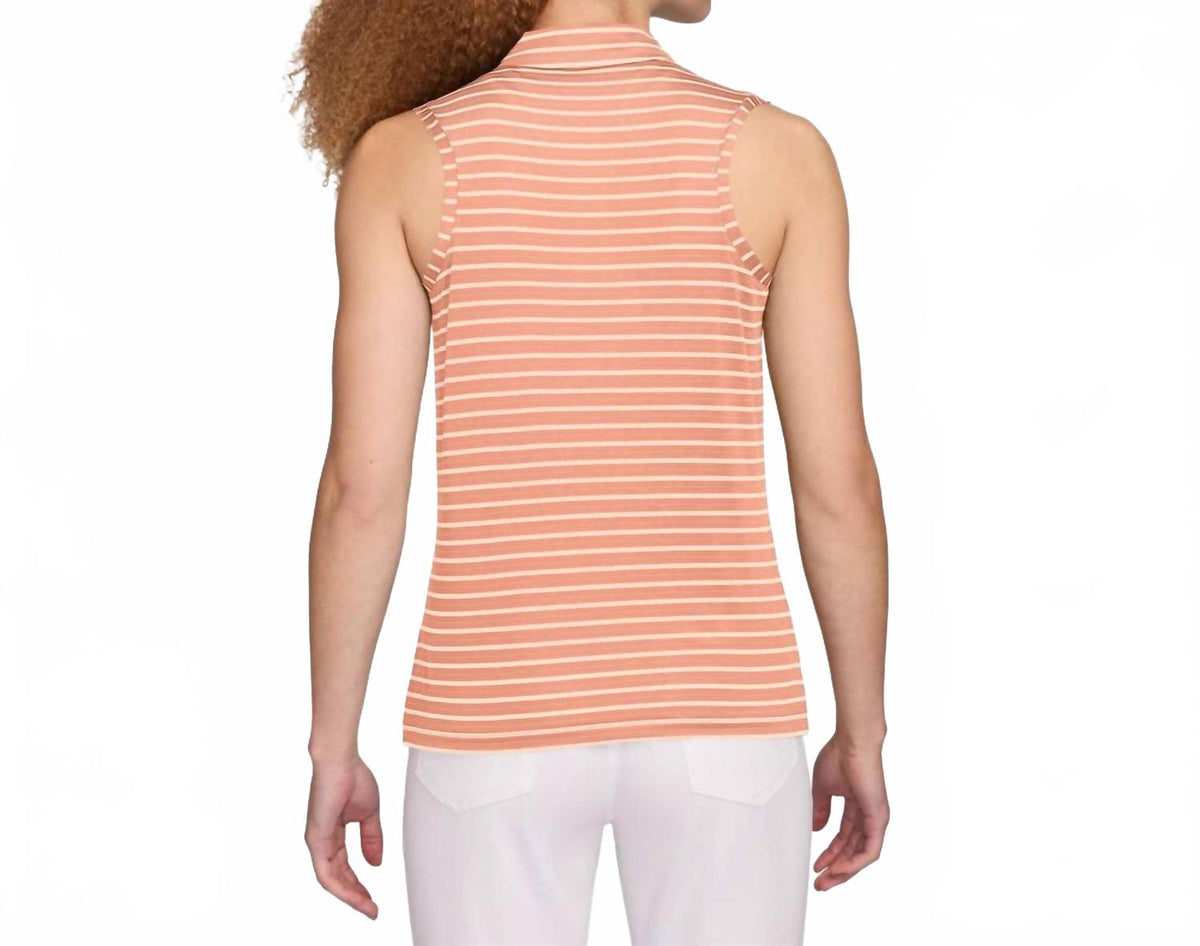 Women's Dri-Fit Victory Sleeveless Striped Polo In Apricot