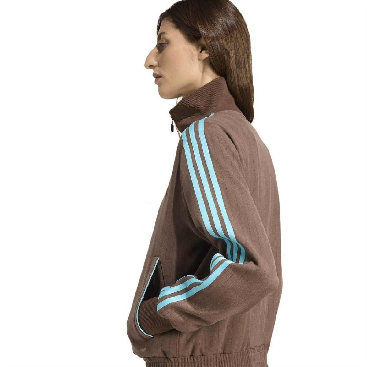 adidas Originals auburn high-neck zip sweatshirt with blue triple stripe arm bands